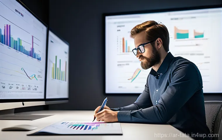 시계열 분석을 위한 Pandas 활용법 - **Prompt 1: Focused Data Scientist in a Modern Office**
A young, intelligent data scientist, app...